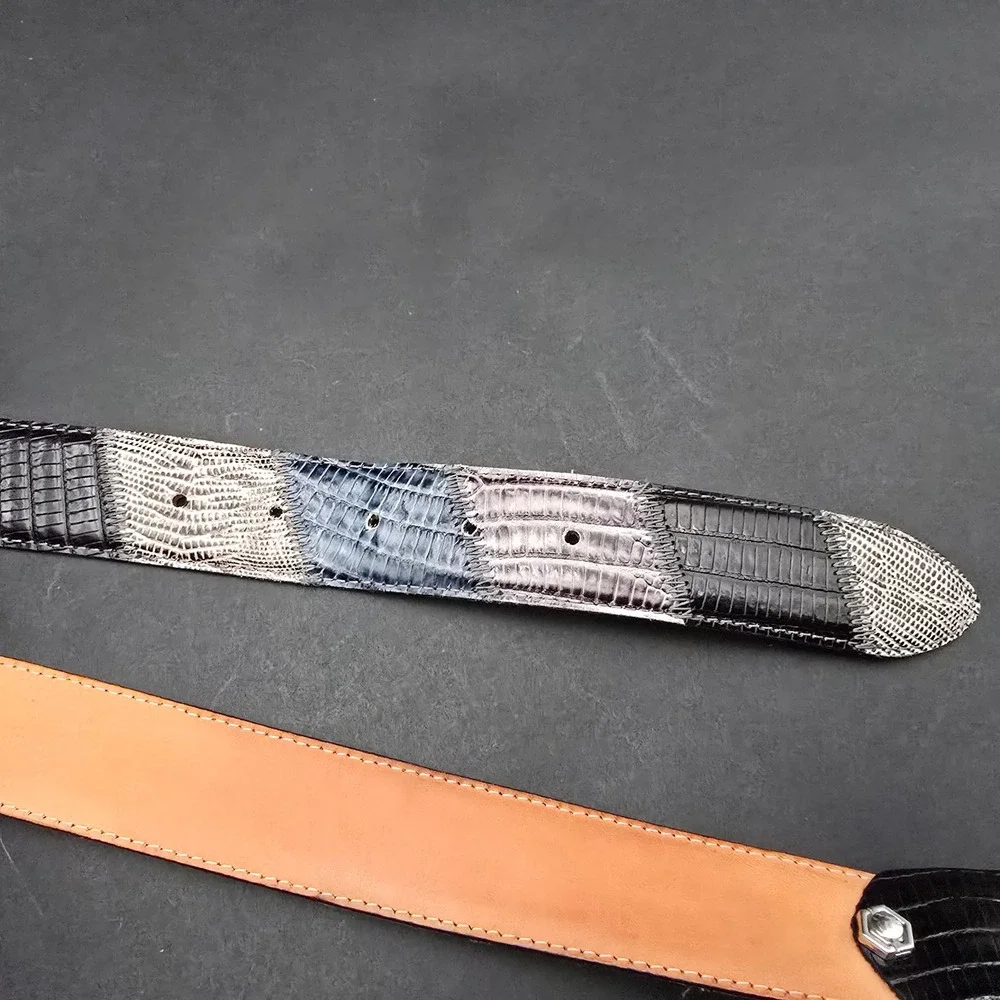 Fresco Golf Mens Patchwork Exotic Embossed Leather Belt Made in Italy Size 115